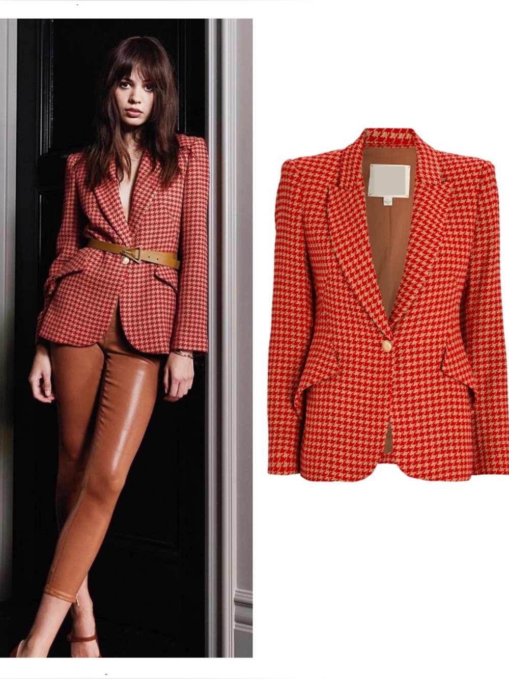 L'AGENCE Chamberlain Houndstooth Blazer Jacket